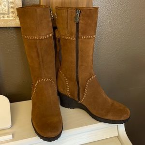 PAJAR | Wedge Leather Boots | Mid Calf With
Tassels | NWOT | Brown | Size 7.5